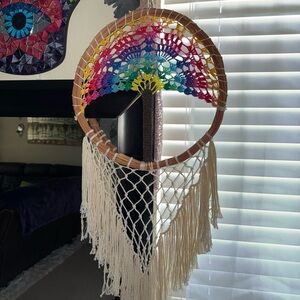 Mexican Handmade Colorful Crochet Dreamcatcher tree of life made in Mexico